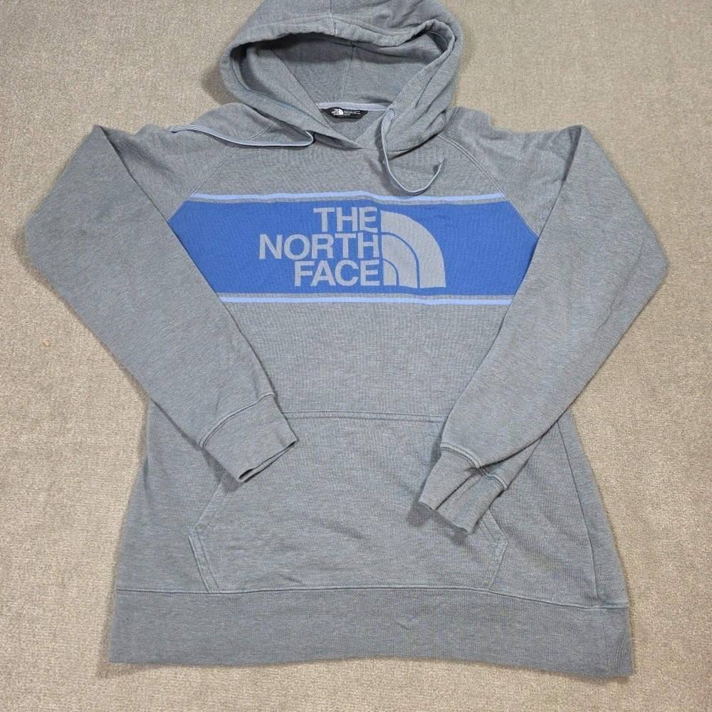 Mens The North Face Hoodie Gray And Blue‎ Stripes Dome Pullover Medium